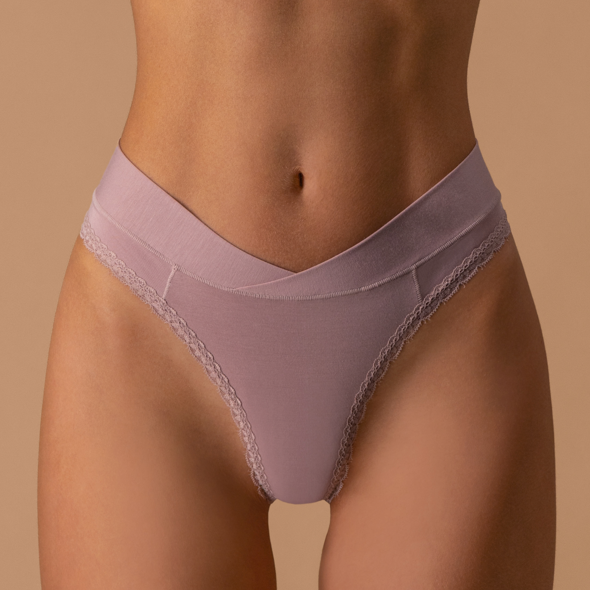 The Everyday Lace Thong - Dusty Mauve