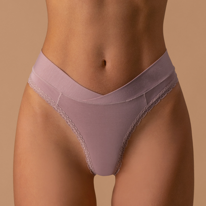 The Everyday Lace Thong - Dusty Mauve